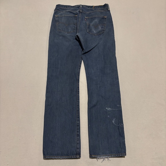 Levis 501 Jeans Mens 32x32 Blue Straight Leg Regular Denim Grunge Casual - Picture 7 of 9